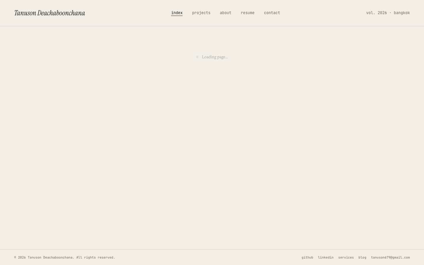 Home page without JavaScript, before: only a loading message